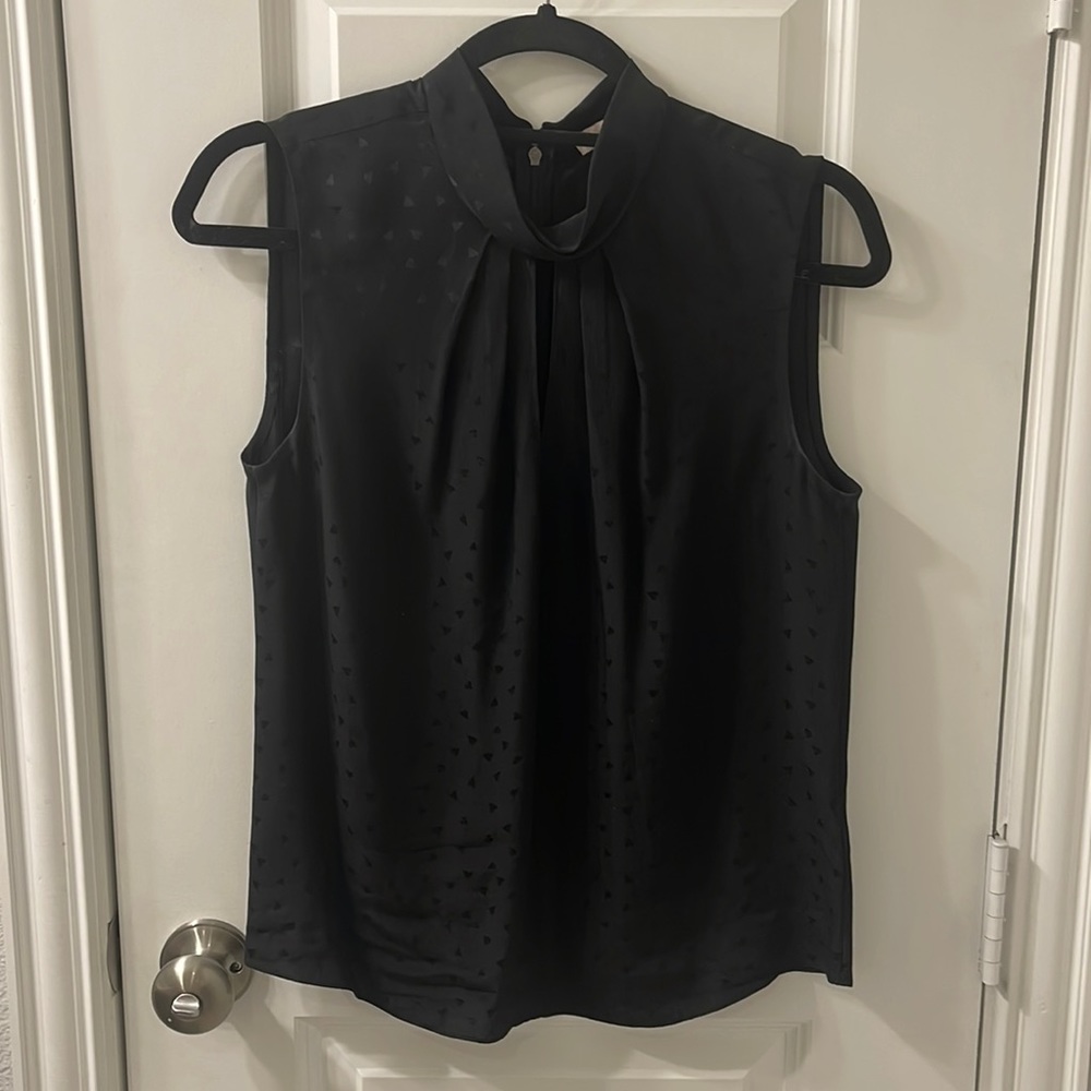 Rebecca Taylor Black Sleeveless Blouse with Heart Detail